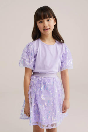 T-shirt lila met pailletten
