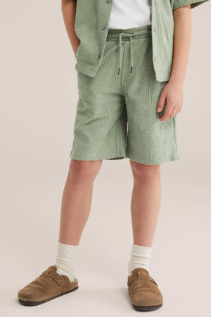 sweatshort lichtgroen met textuur