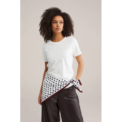 WE Fashion sjaal met stippen zwart/wit afbeelding
