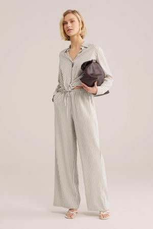 wide leg regular waist broek bruin