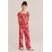 WE Fashion straight high waist casual broek rood/roze