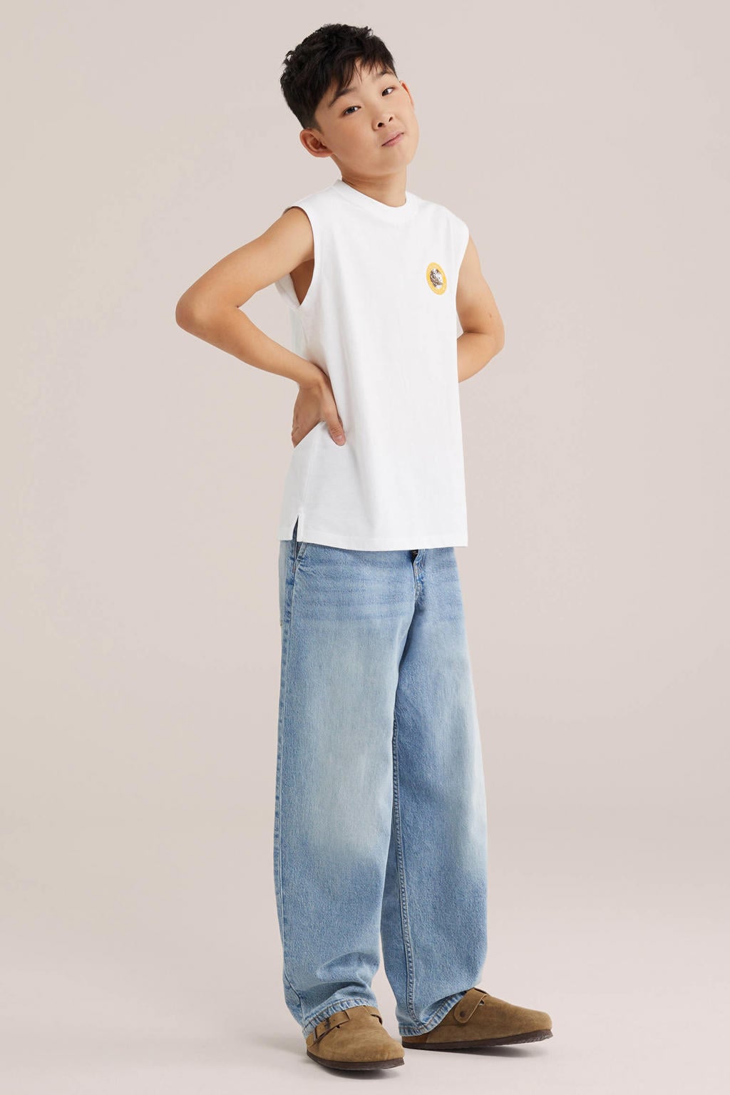 Witte jongens WE Fashion tanktop van katoen met backprint en ronde hals