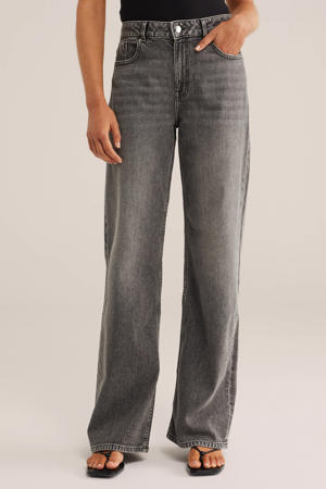 high waist flared jeans grey denim