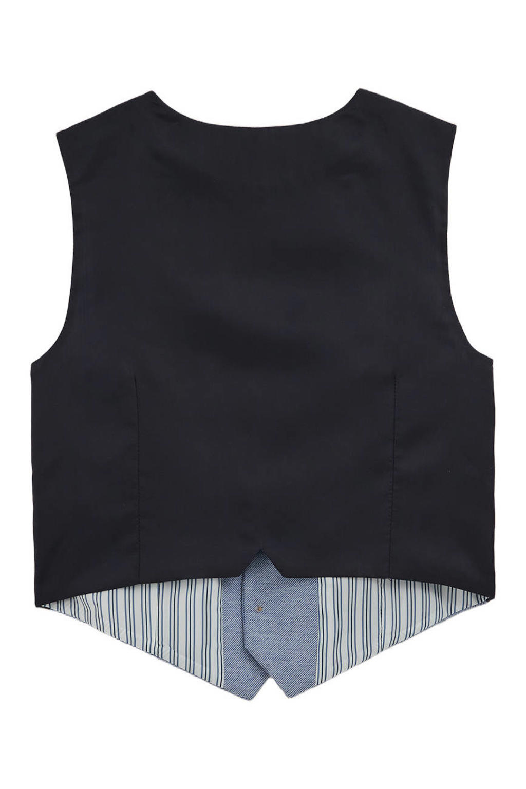 Blauwe jongens WE Fashion gilet van polyester met effen en smokingkraag
