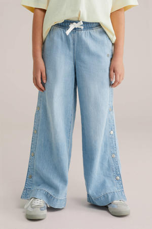 wide leg jeans light blue denim