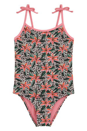 badpak met bloemdessin roze/multicolor