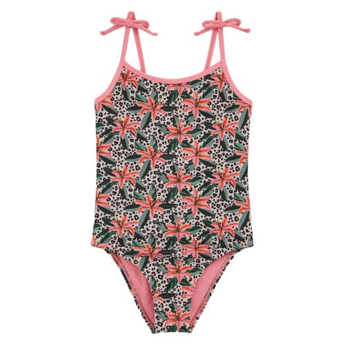 WE Fashion badpak met bloemdessin roze/multicolor afbeelding