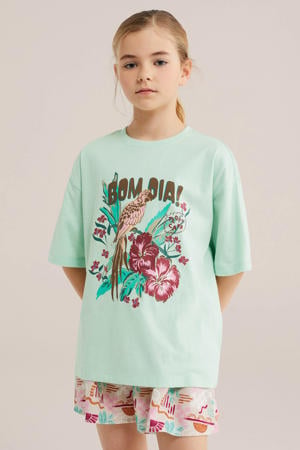 T-shirt met printopdruk mintgroen