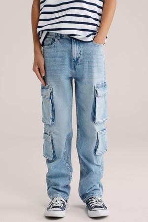wide leg jeans light blue denim