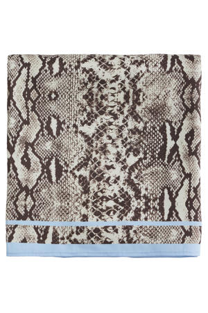 sjaal met slangenprint blauw/groen