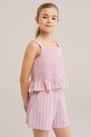 gestreepte mouwloze top roze