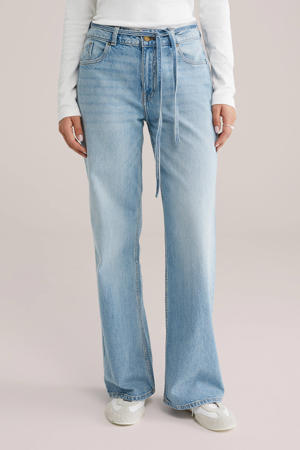 high waist flared jeans light blue denim