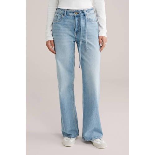 WE Fashion high waist flared jeans light blue denim afbeelding