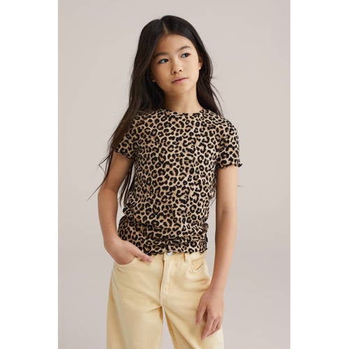 WE Fashion T-shirt met panterprint bruin afbeelding