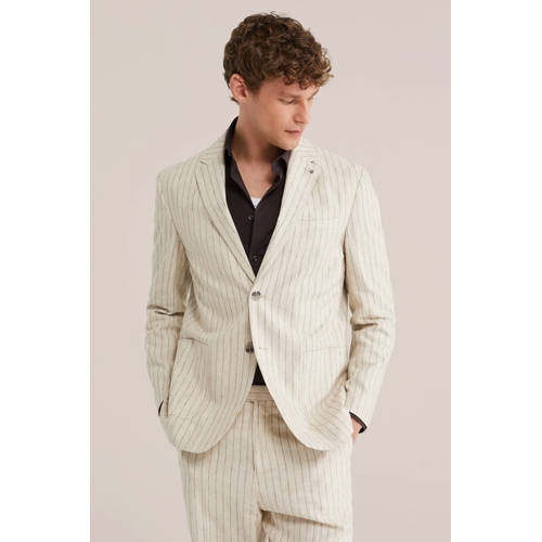 WE Fashion gestreepte colbert met linnen ecru afbeelding