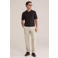 WE Fashion regular casual broek met linnen beige