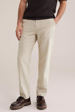 regular casual broek met linnen beige