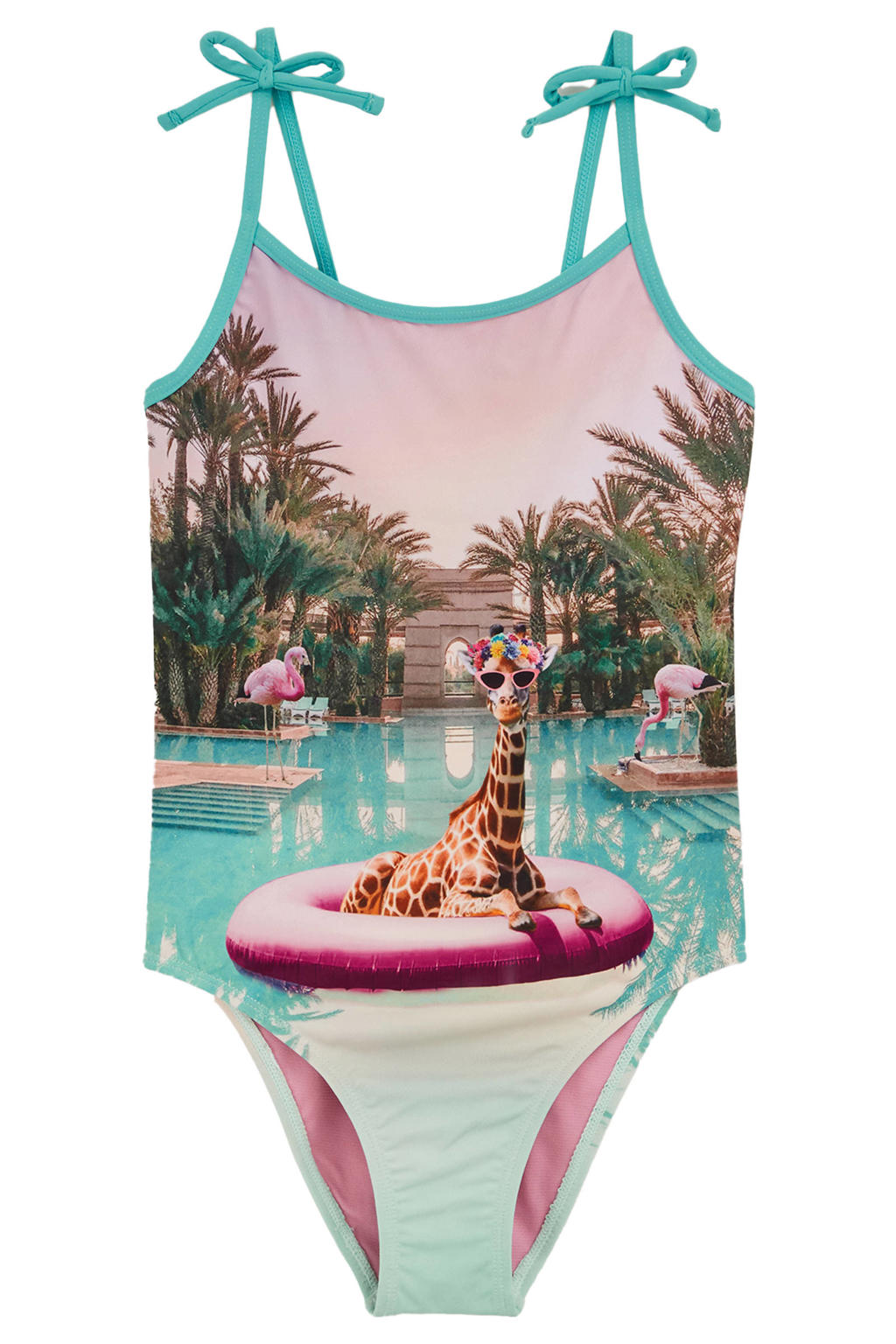 WE Fashion badpak met print aqua