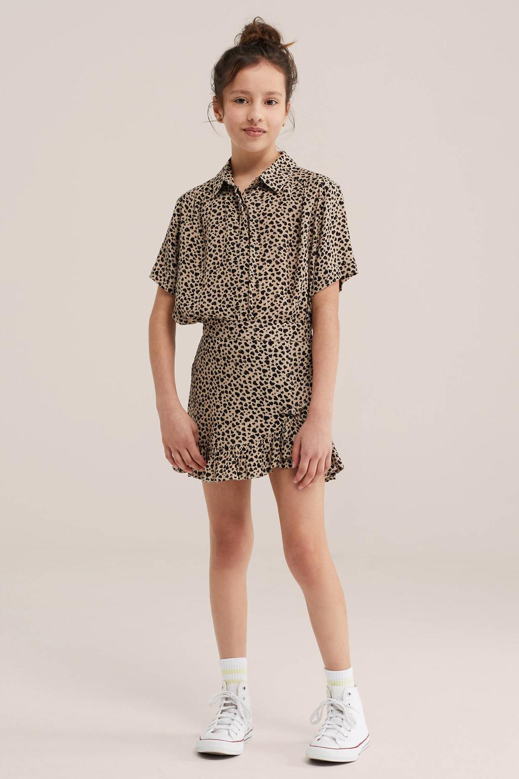 Bruine meisjes WE Fashion skort met panterprint gemaakt van viscose