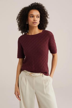 top donkerrood gebreid