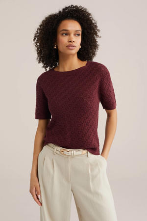 top donkerrood gebreid