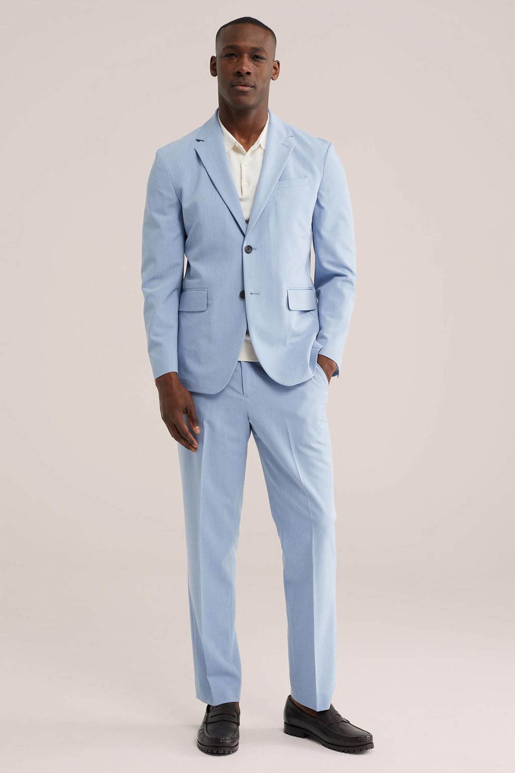 WE Fashion regular pantalon lichtblauw