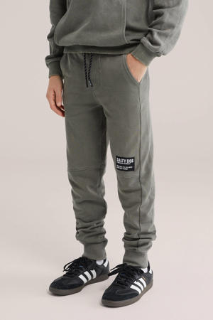 slim casual broek olijfgroen