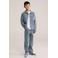 WE Fashion Blue Ridge gestreepte loose fit jeans - medium blue denim