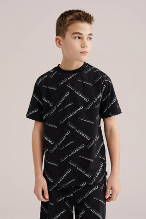 shortama met all over print zwart
