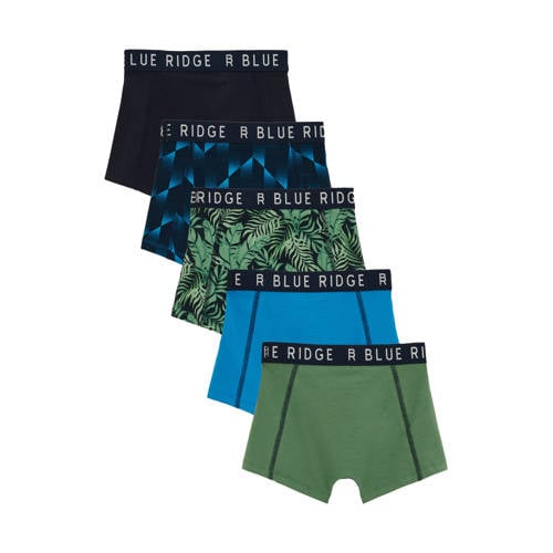 WE Fashion Blue Ridge boxershort donkerblauw/blauw/groen (set van 5)