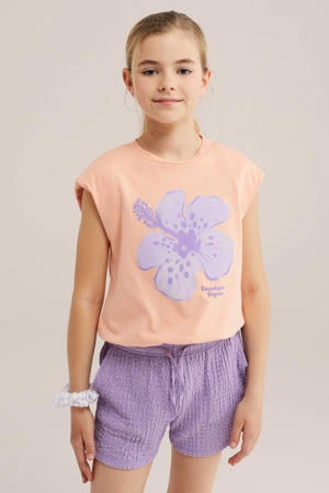 gebloemd T-shirt oranje
