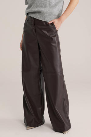imitatieleren regular waist broek