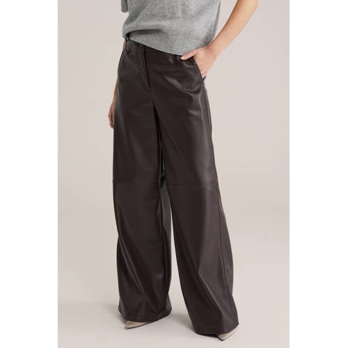 WE Fashion imitatieleren regular waist broek afbeelding