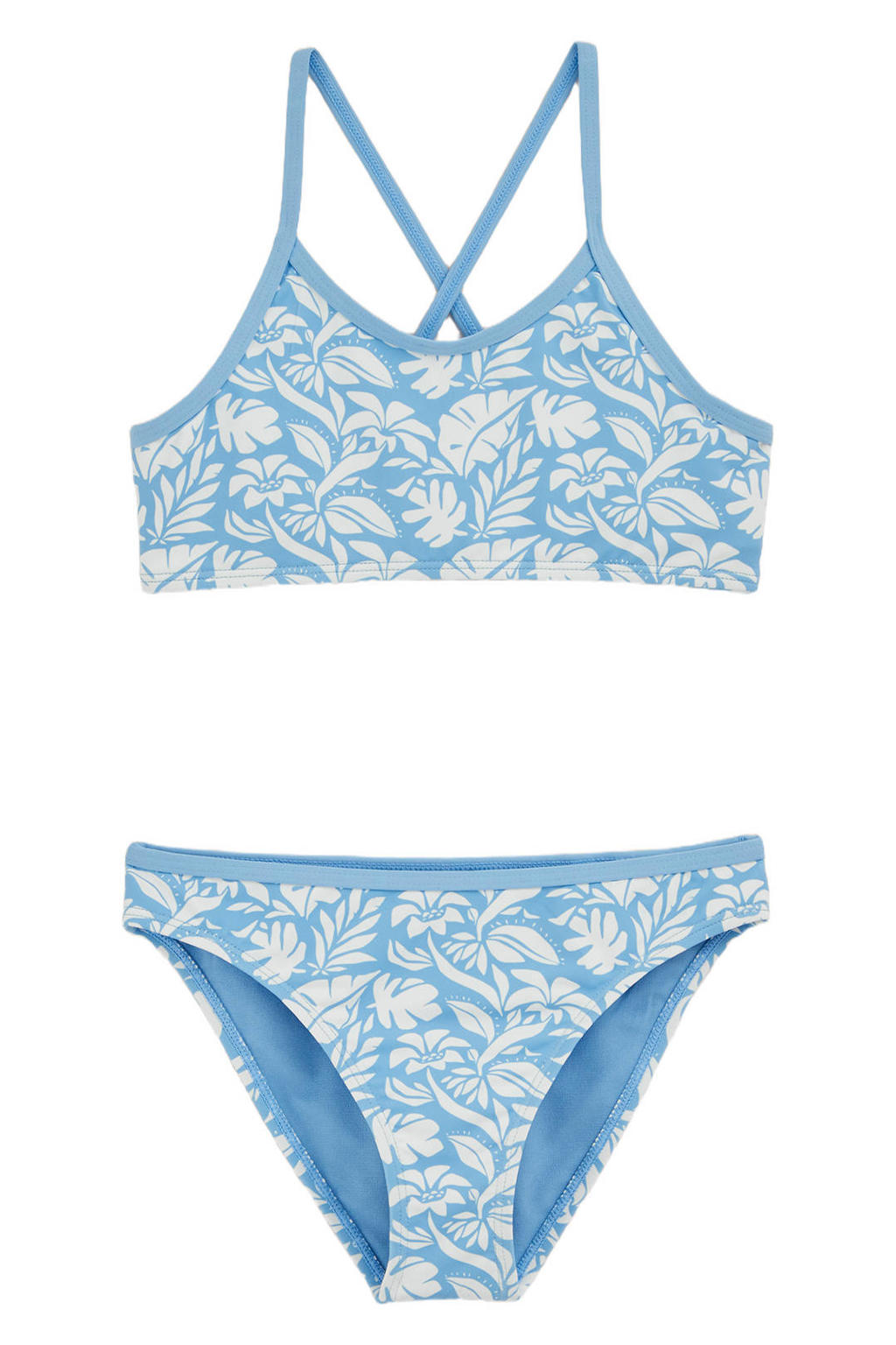 WE Fashion crop bikini lichtblauw/wit