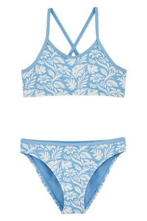 crop bikini lichtblauw/wit