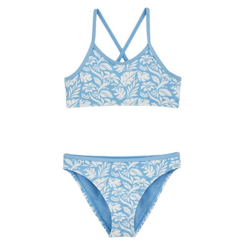 WE Fashion crop bikini lichtblauw/wit afbeelding