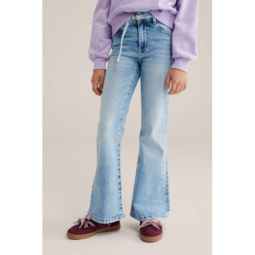 WE Fashion Blue Ridge high waist flared jeans light blue denim afbeelding