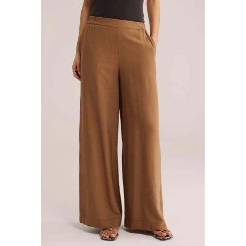 WE Fashion wide leg regular waist broek camel afbeelding