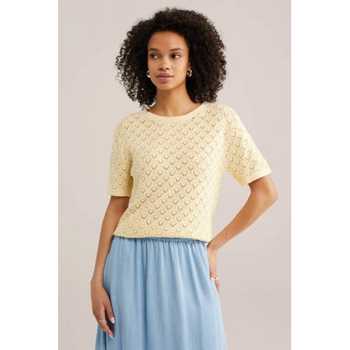 WE Fashion top lichtgeel gebreid afbeelding