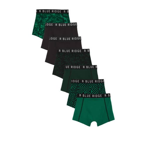 WE Fashion Blue Ridge boxershort groen/zwart (set van 7)