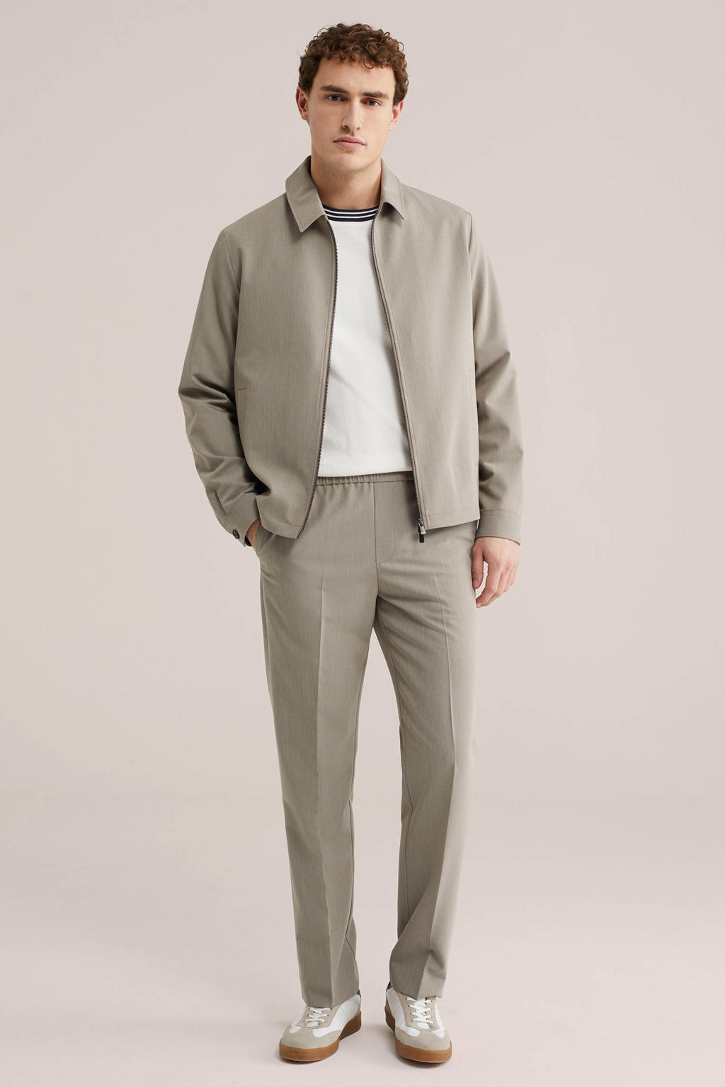 WE Fashion regular pantalon taupe