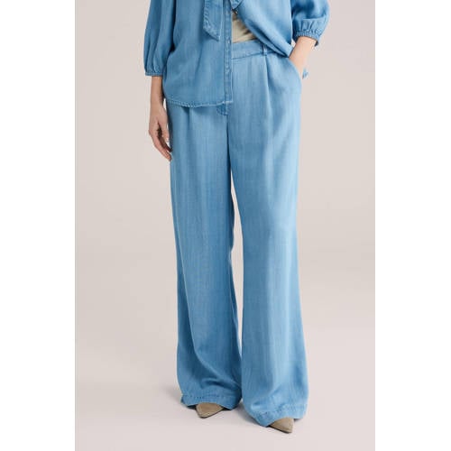 WE Fashion wide leg regular waist broek light blue denim afbeelding