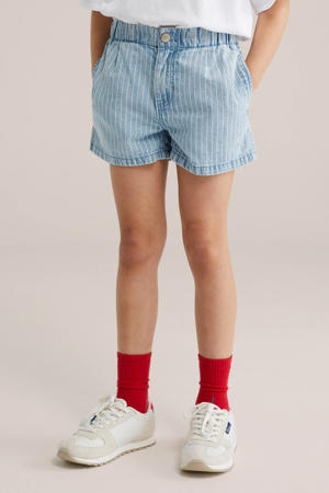denim straight gestreepte short light blue denim
