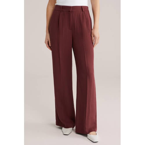 WE Fashion wide leg regular waist pantalon donkerrood afbeelding