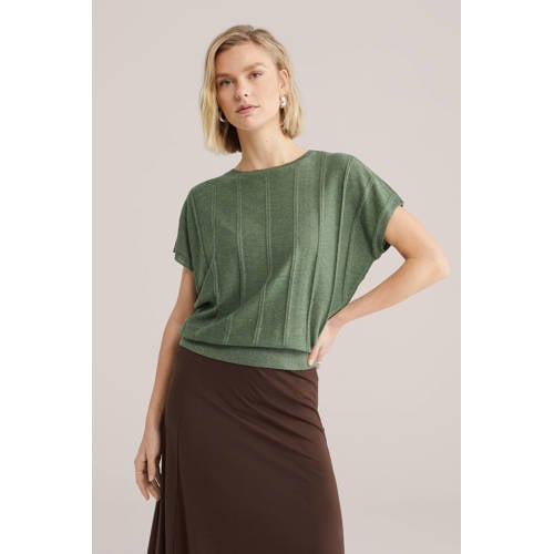 WE Fashion top olijfgroen gebreid afbeelding