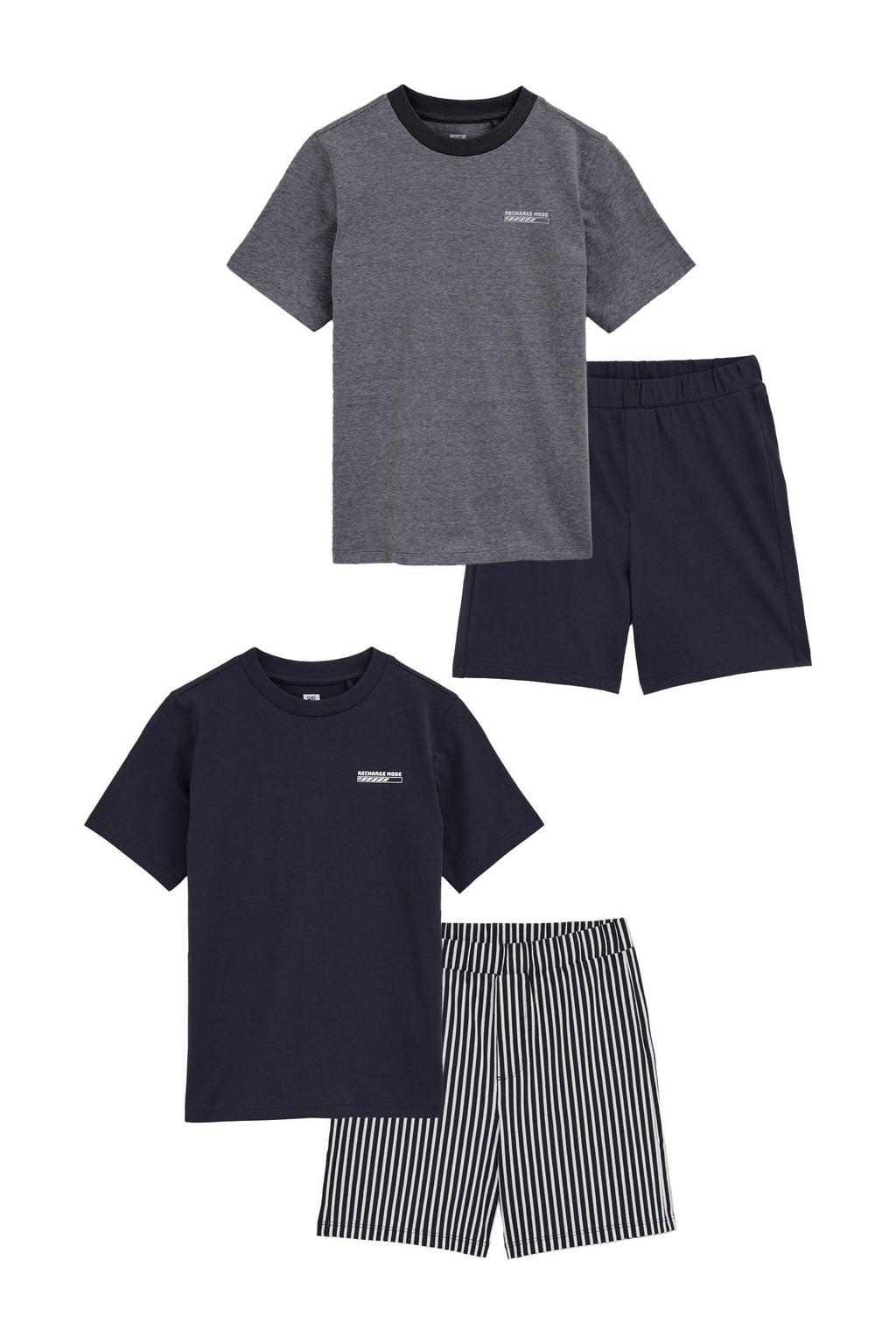 WE Fashion shortama - donkerblauw (set van 2)