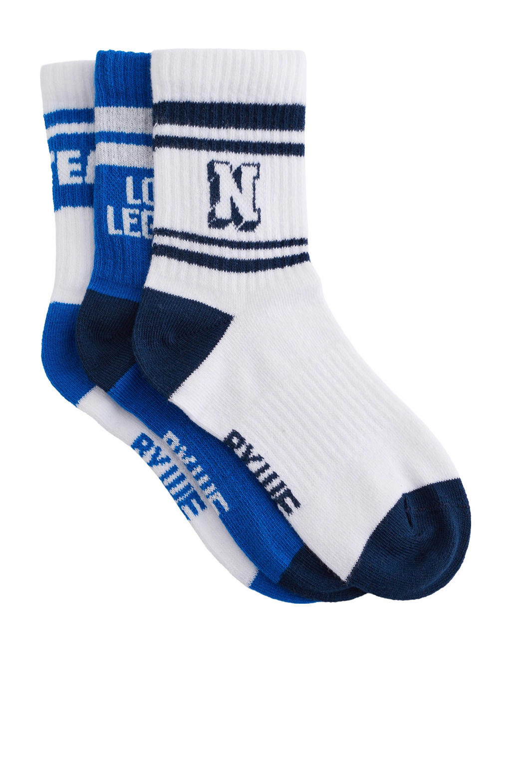 WE Fashion sokken - blauw/wit/zwart (set van 3)