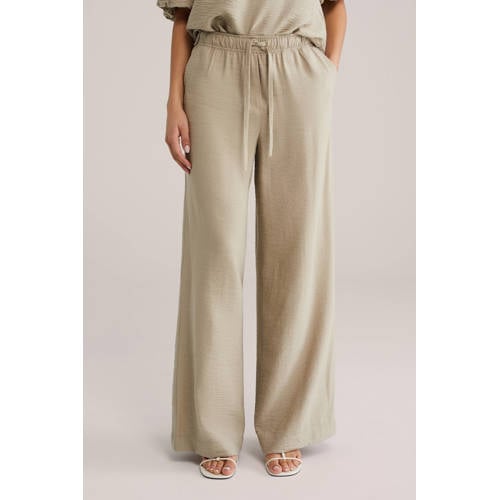 WE Fashion wide leg high waist casual broek beige afbeelding