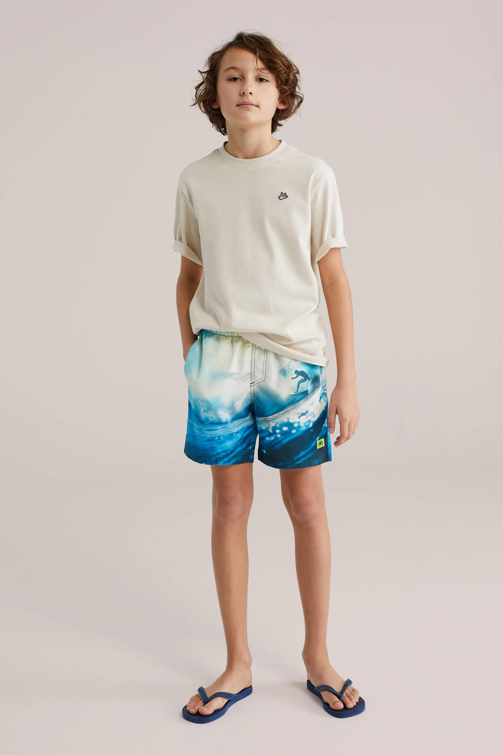 WE Fashion zwemshort blauw/wit