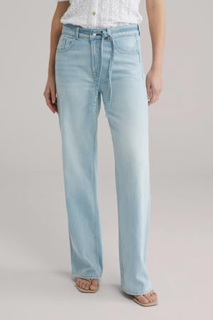 high waist wide leg jeans light blue denim